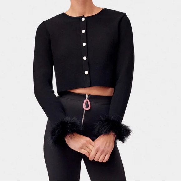 Sleeper Knitted Cardigan with Detachable Feathers in Black - Picture 4 of 6